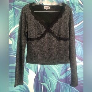 Lavender Moon Black and Gray Women's Top